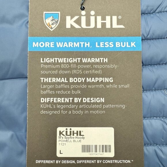 Kuhl Men's Size L Spyfire Hoody Goose Down Powell Blue MSRP $299 - Picture 3 of 16